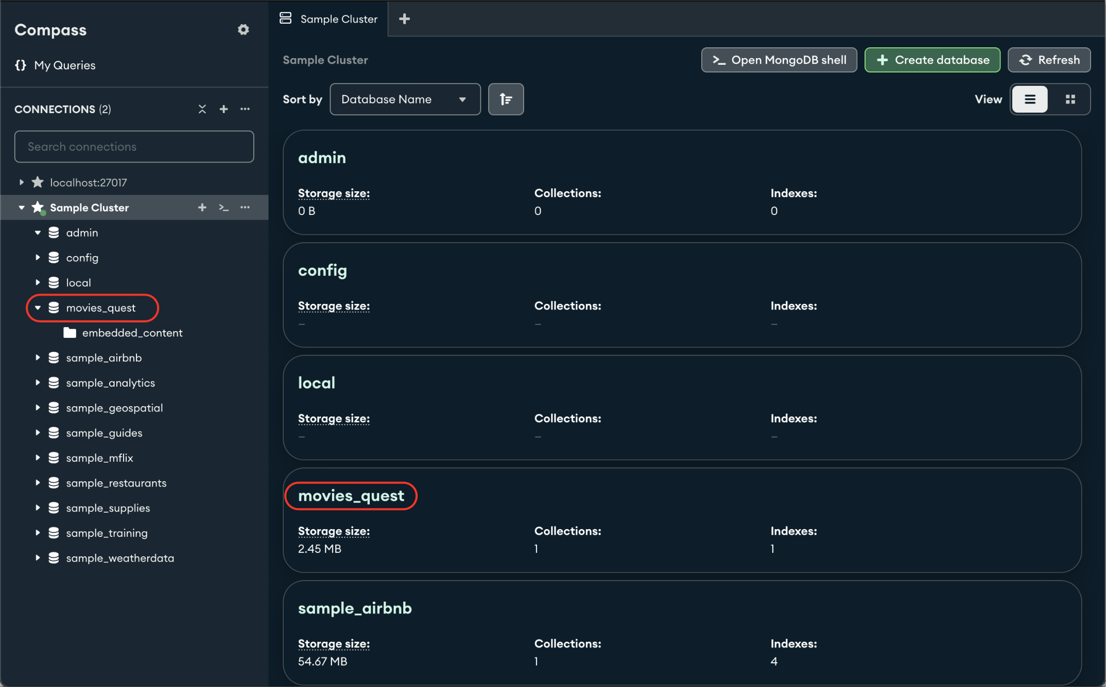 Select database